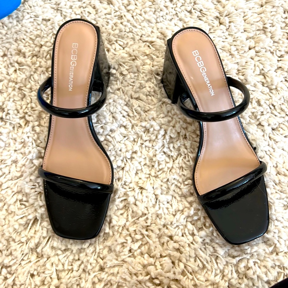 BCBG black summer heels / sandals.